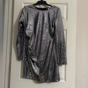 Silver Sequin Mini Dress